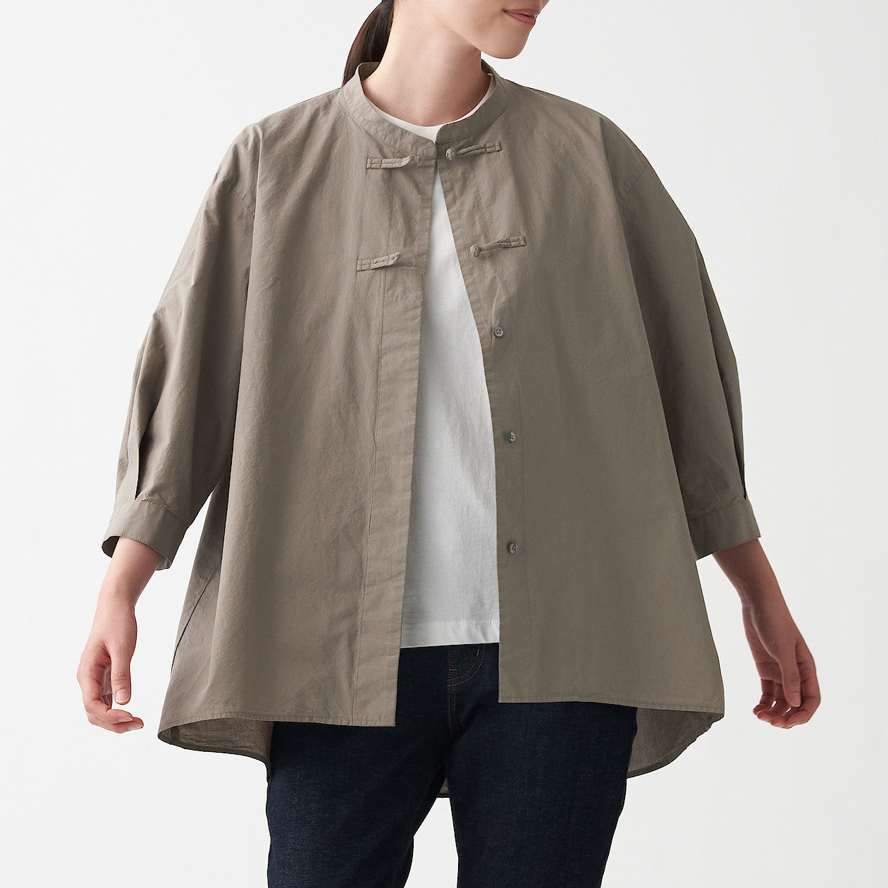 Women's Poplin 3/4 Sleeve Mid Length Shirt