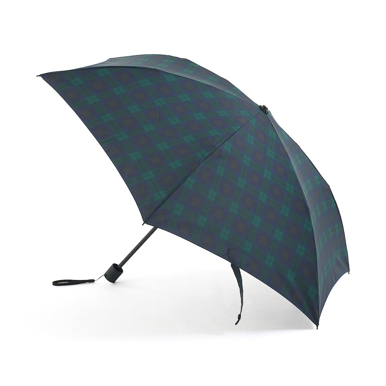 2 Way Foldable Umbrella - Dark Green Check Secondary image