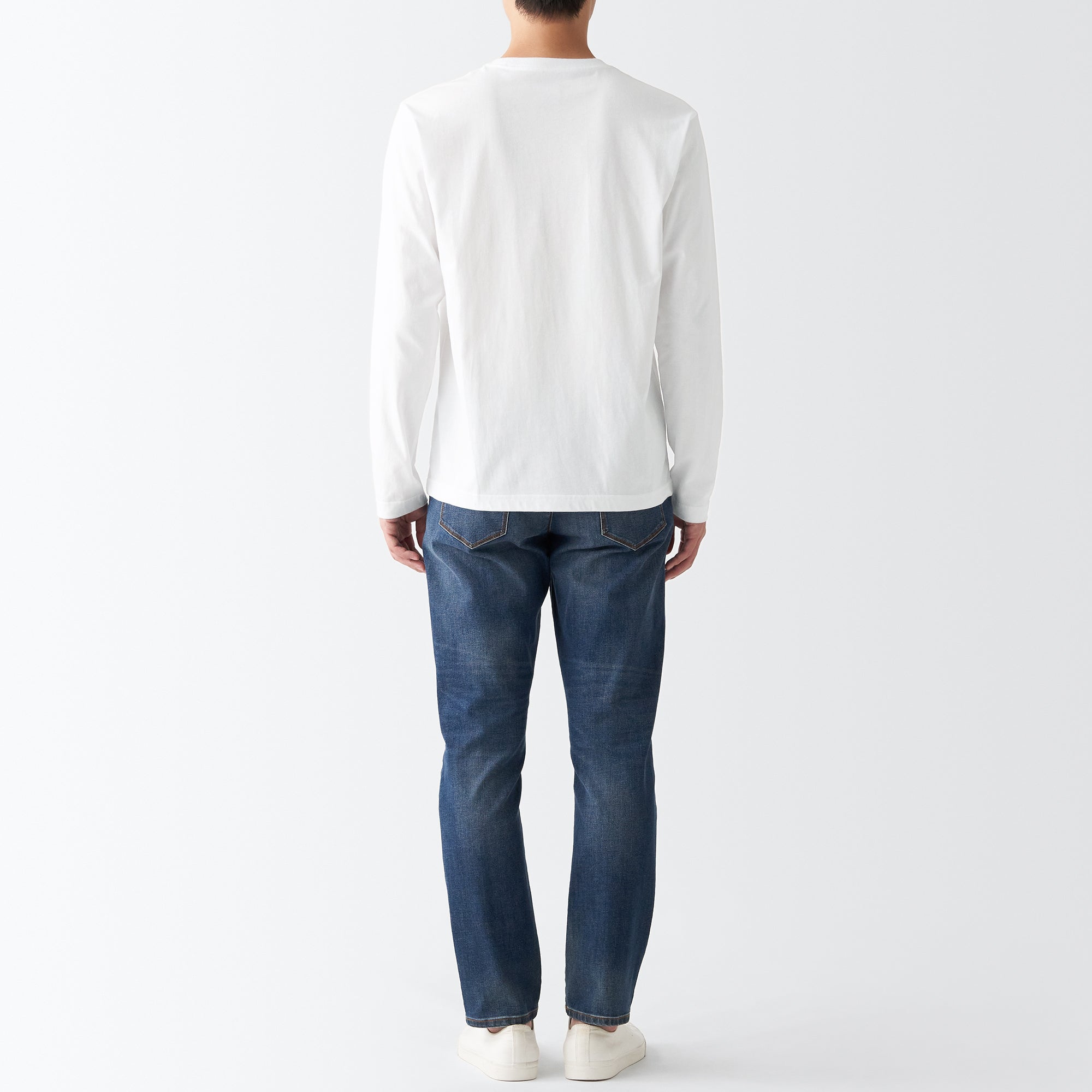 Men's Washed Jersey Long Sleeves Crew Neck T-Shirt