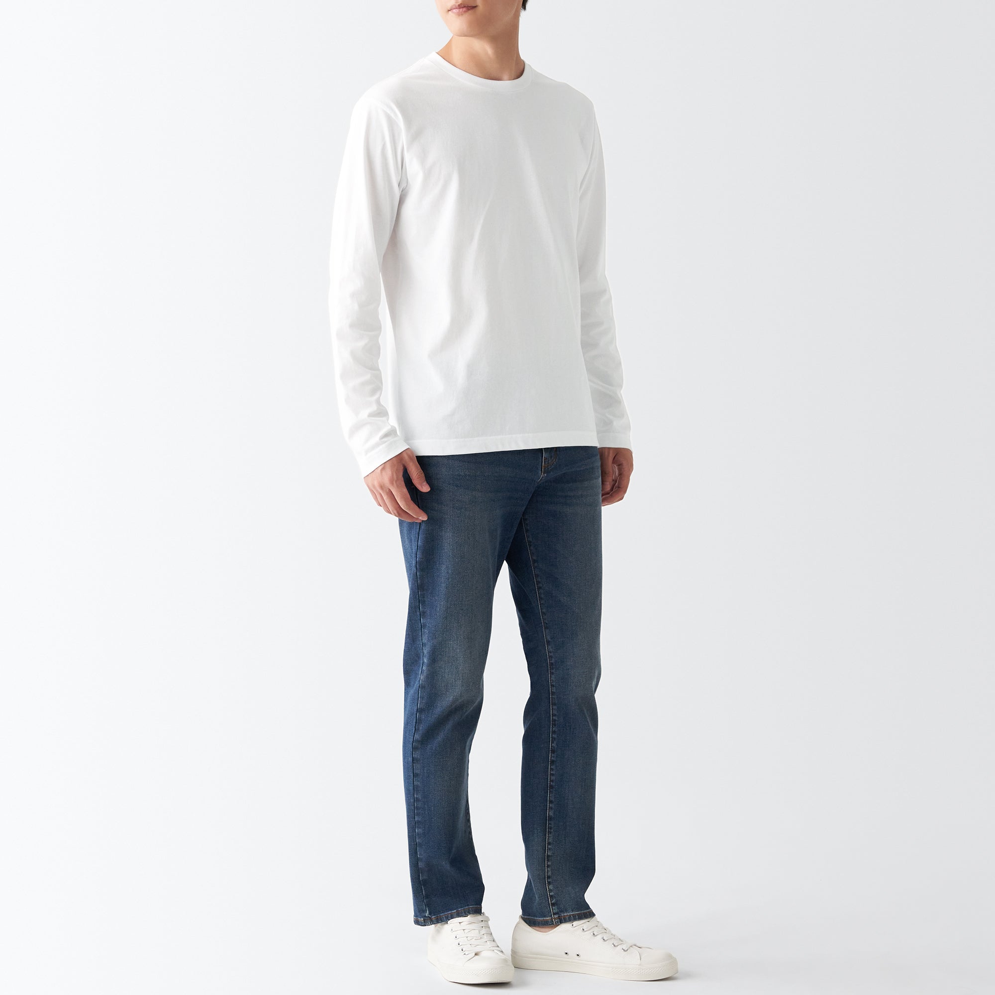 Men's Washed Jersey Long Sleeves Crew Neck T-Shirt