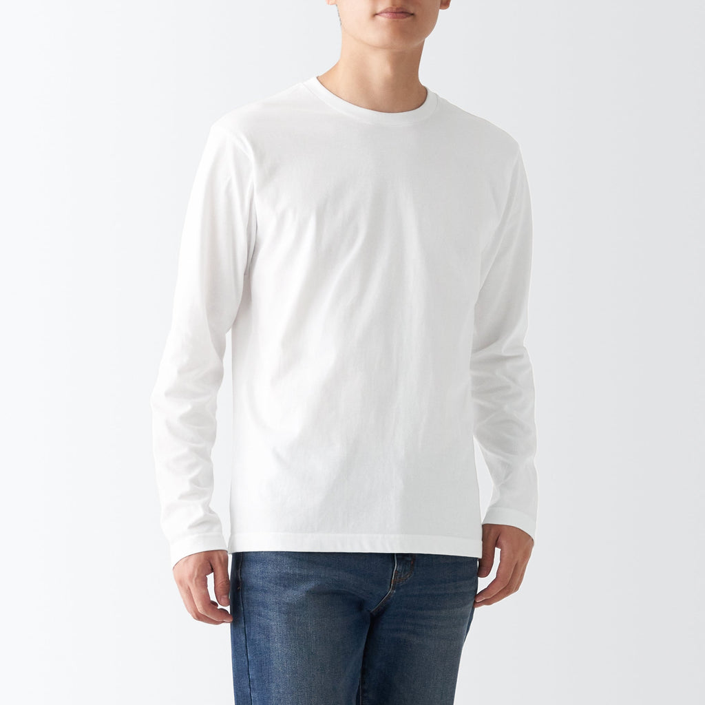 Men's Washed Jersey Long Sleeves Crew Neck T-Shirt
