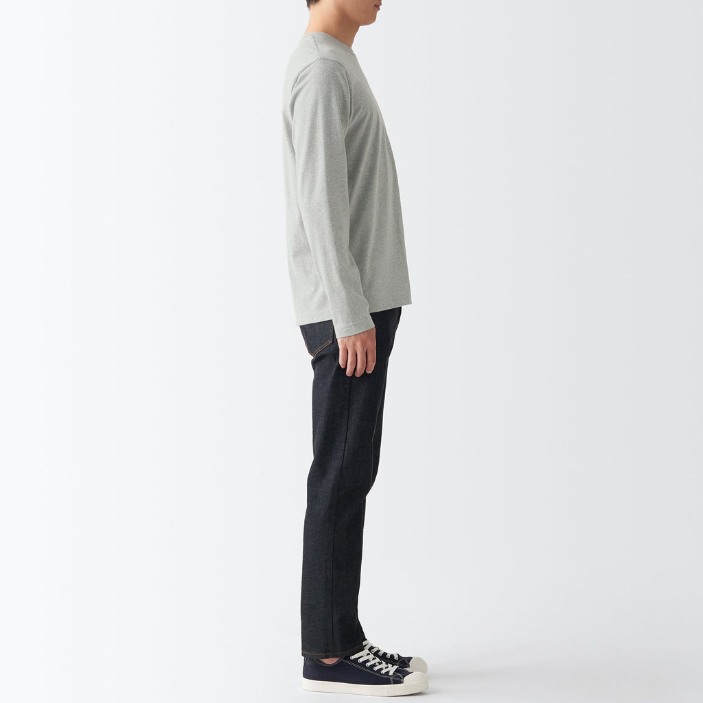 Men's Washed Jersey Long Sleeves Crew Neck T-Shirt