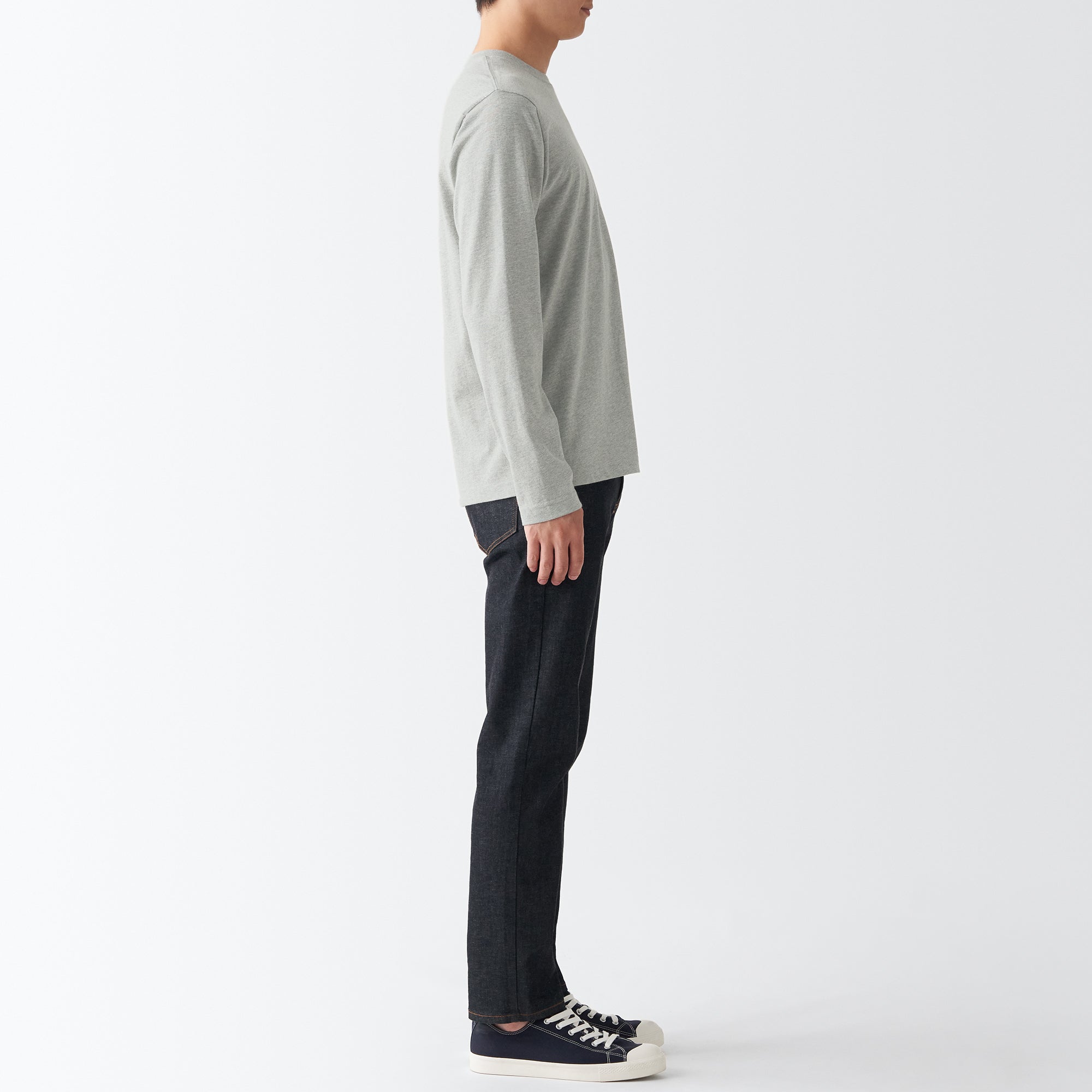 Men's Washed Jersey Long Sleeves Crew Neck T-Shirt