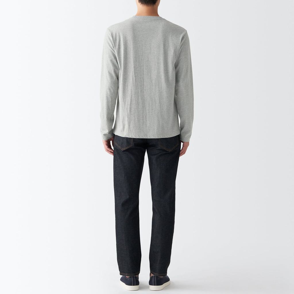 Men's Washed Jersey Long Sleeves Crew Neck T-Shirt