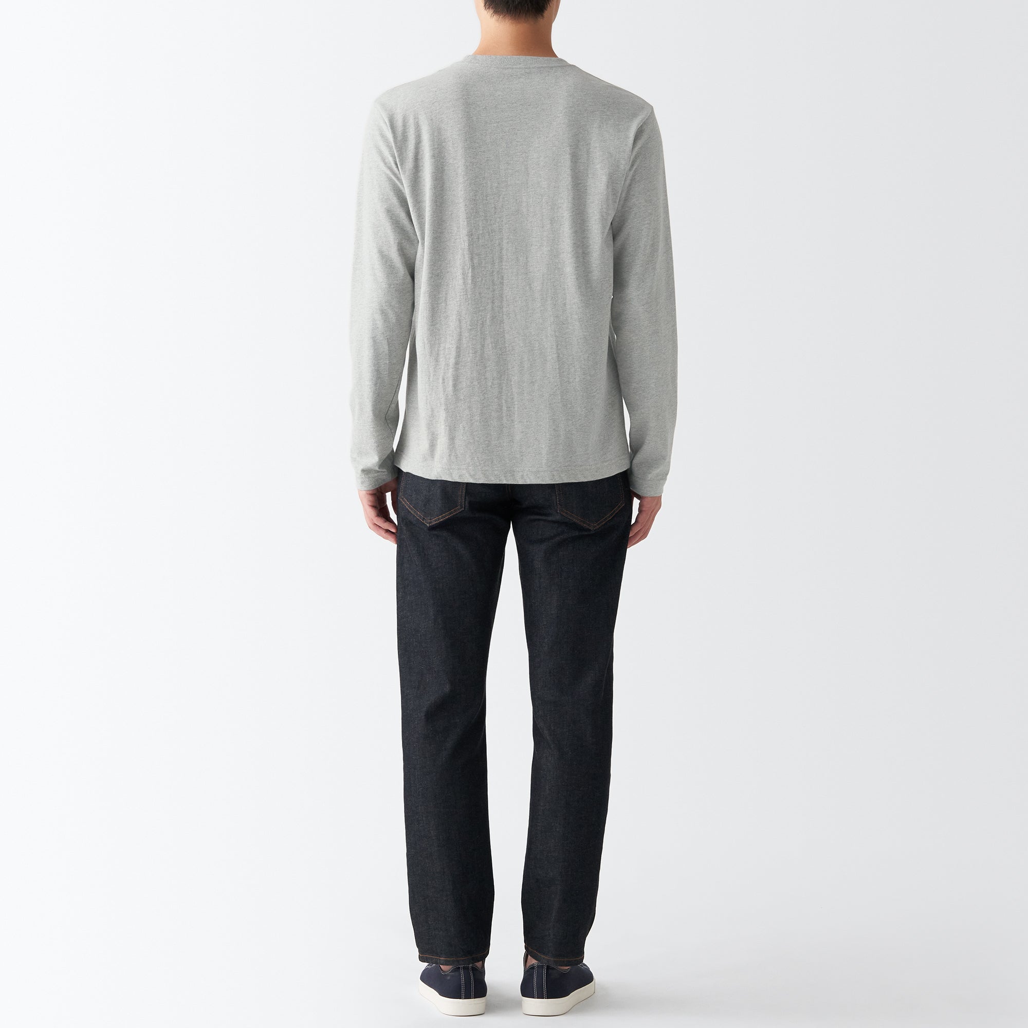 Men's Washed Jersey Long Sleeves Crew Neck T-Shirt