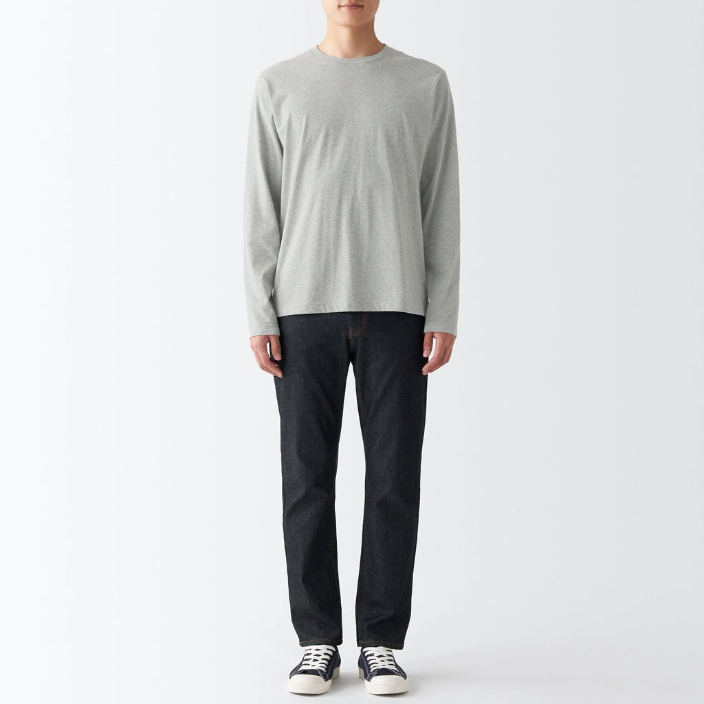 Men's Washed Jersey Long Sleeves Crew Neck T-Shirt
