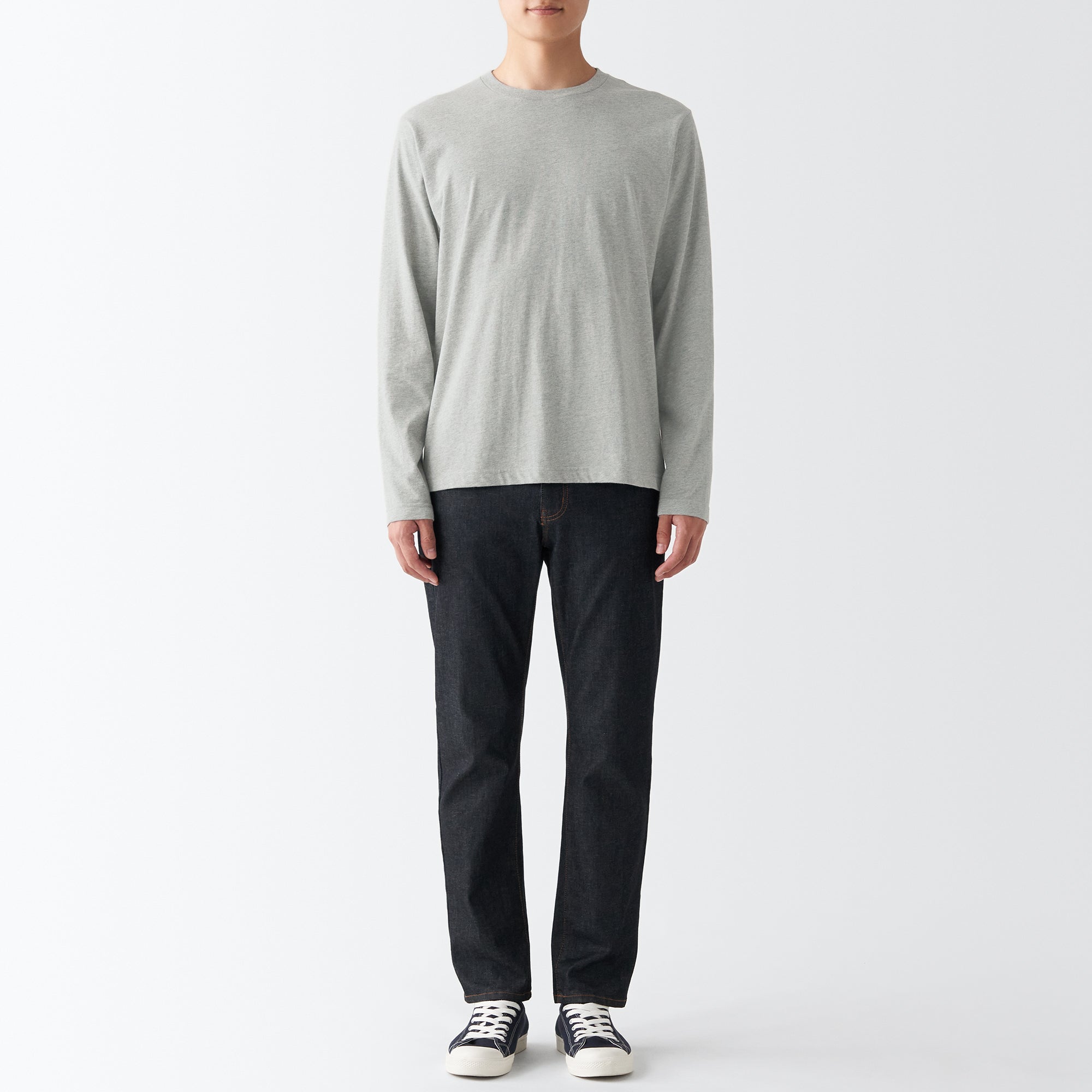 Men's Washed Jersey Long Sleeves Crew Neck T-Shirt