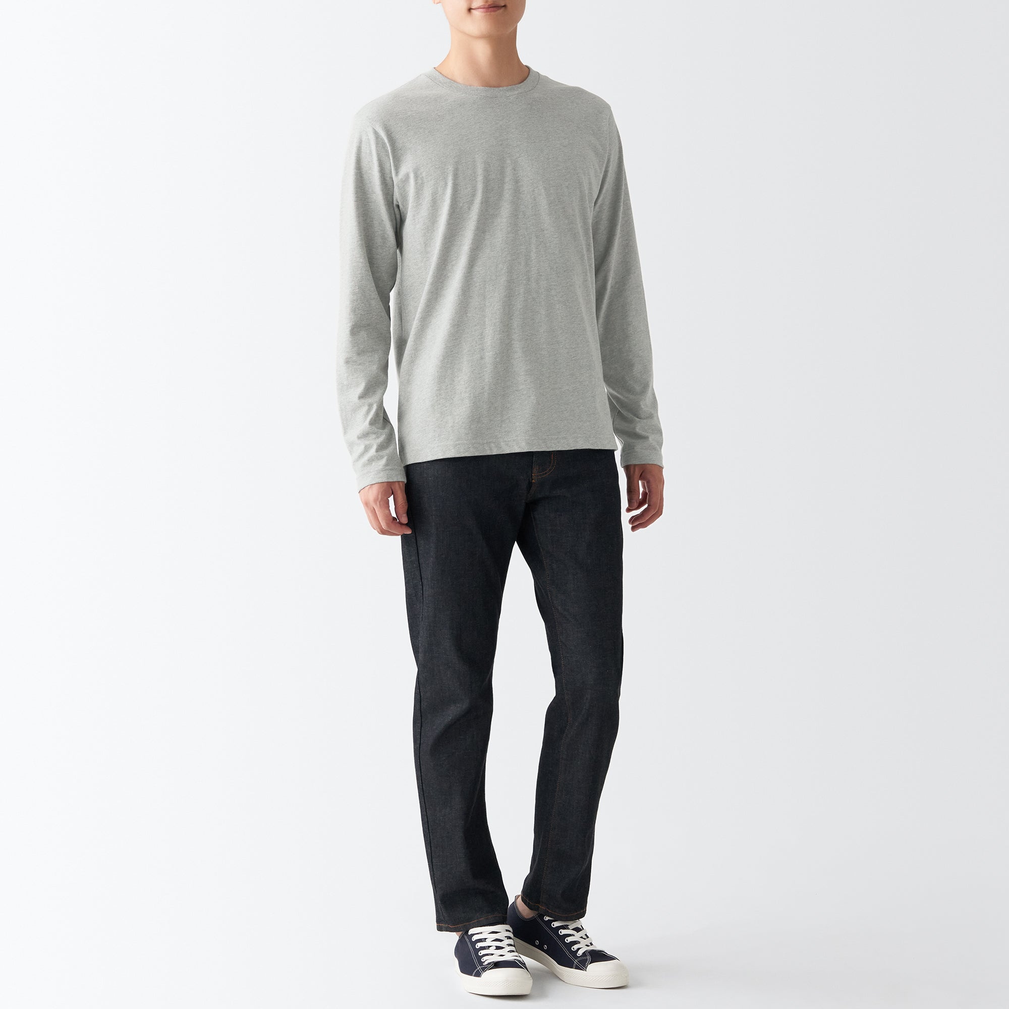 Men's Washed Jersey Long Sleeves Crew Neck T-Shirt