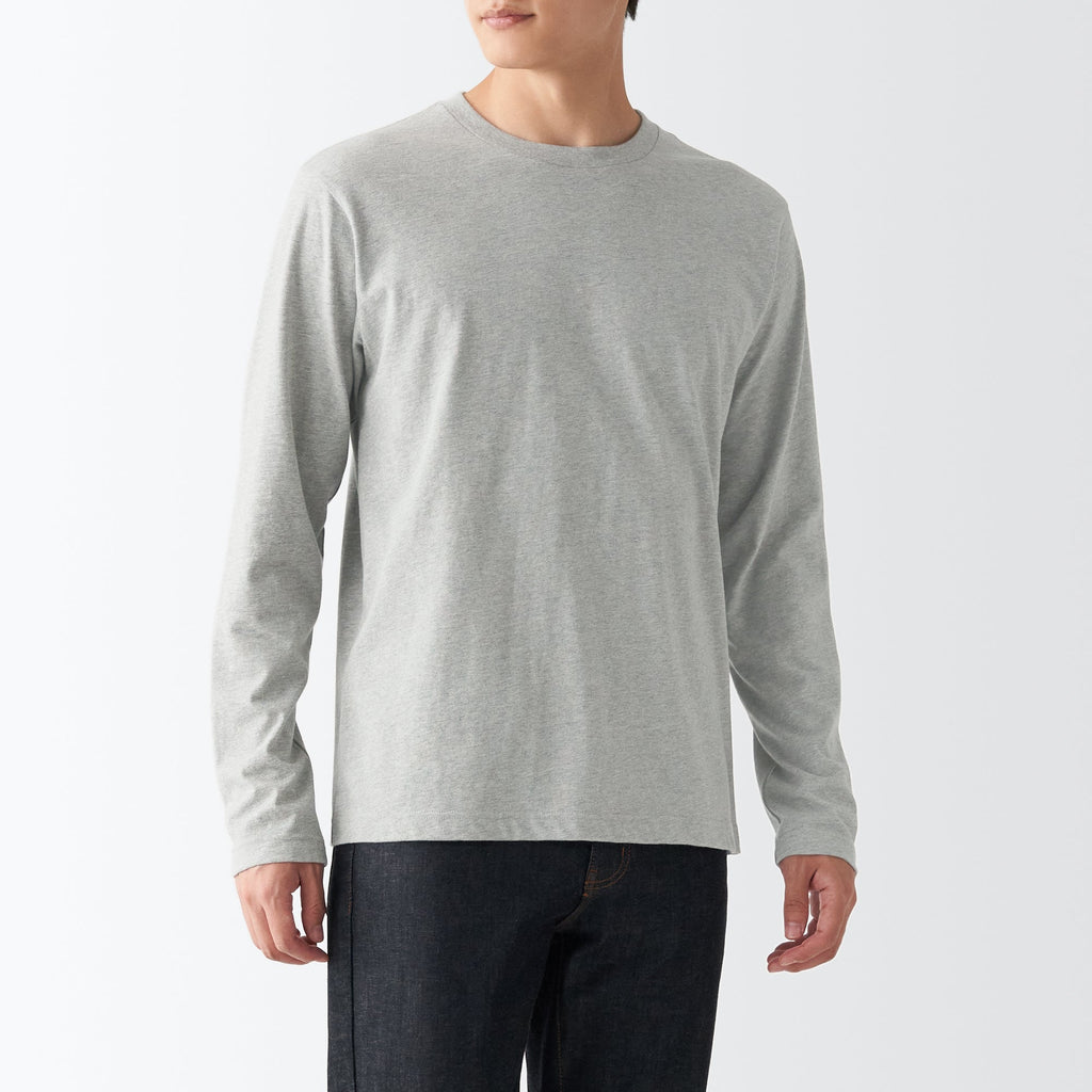 Men's Washed Jersey Long Sleeves Crew Neck T-Shirt