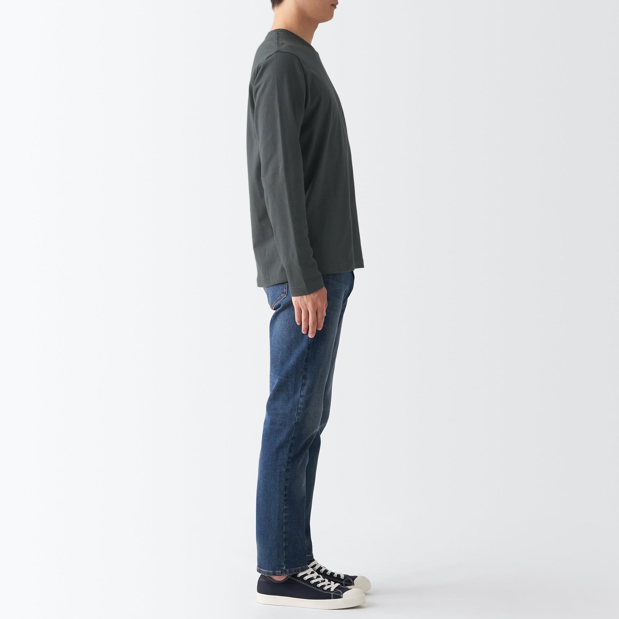 Men's Washed Jersey Long Sleeves Crew Neck T-Shirt