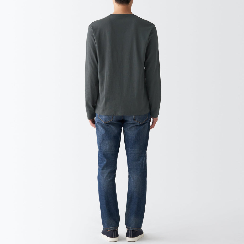 Men's Washed Jersey Long Sleeves Crew Neck T-Shirt