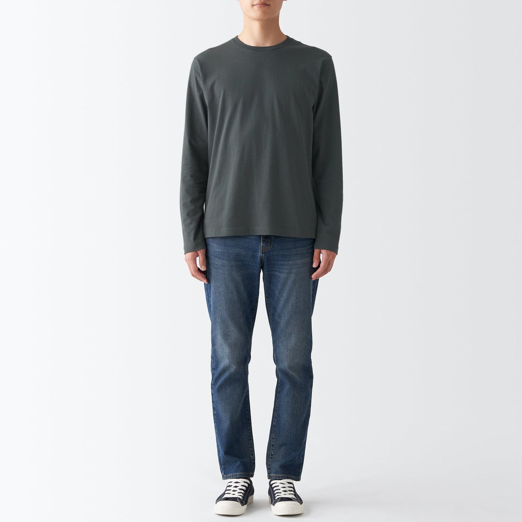 Men's Washed Jersey Long Sleeves Crew Neck T-Shirt