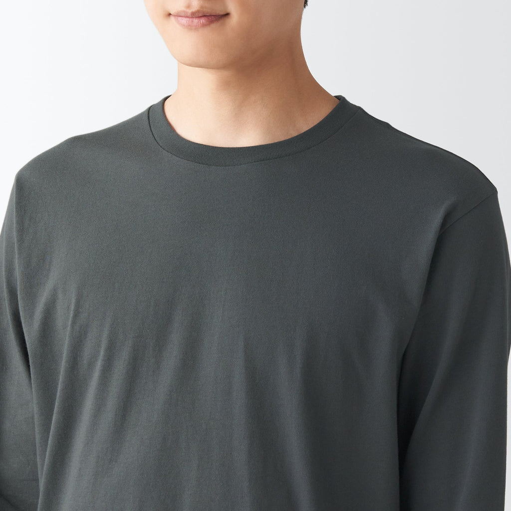 Men's Washed Jersey Long Sleeves Crew Neck T-Shirt