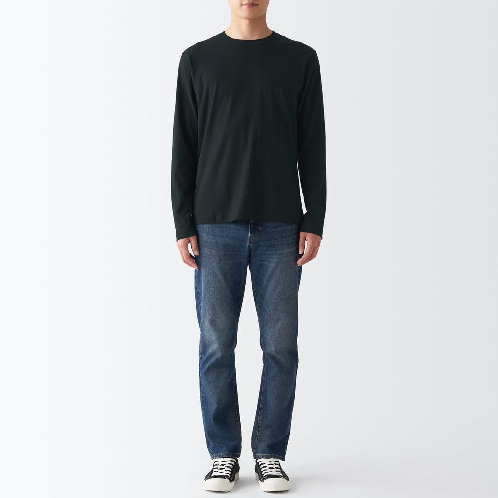 Men's Washed Jersey Long Sleeves Crew Neck T-Shirt