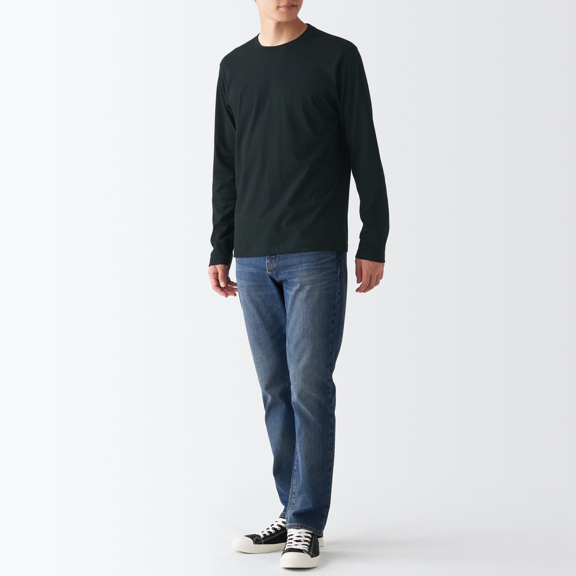Men's Washed Jersey Long Sleeves Crew Neck T-Shirt