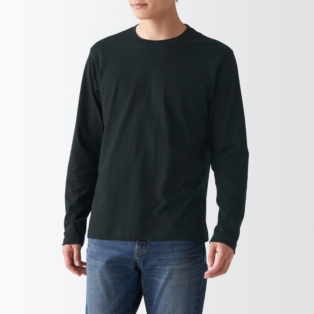 Men's Washed Jersey Long Sleeves Crew Neck T-Shirt