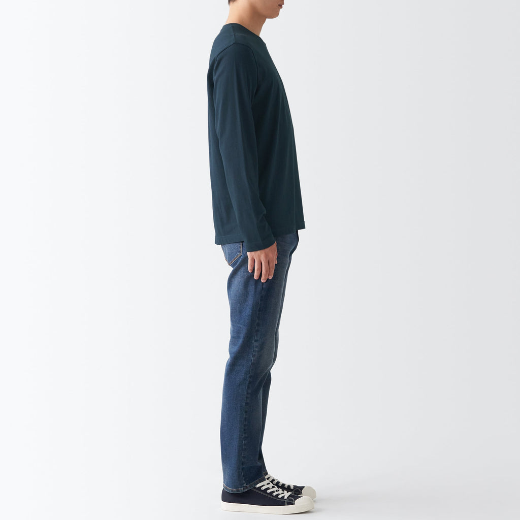 Men's Washed Jersey Long Sleeves Crew Neck T-Shirt