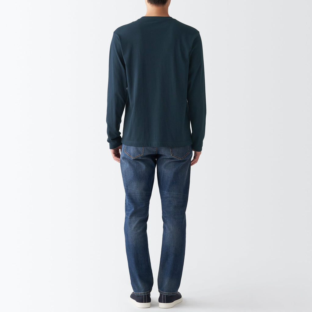 Men's Washed Jersey Long Sleeves Crew Neck T-Shirt