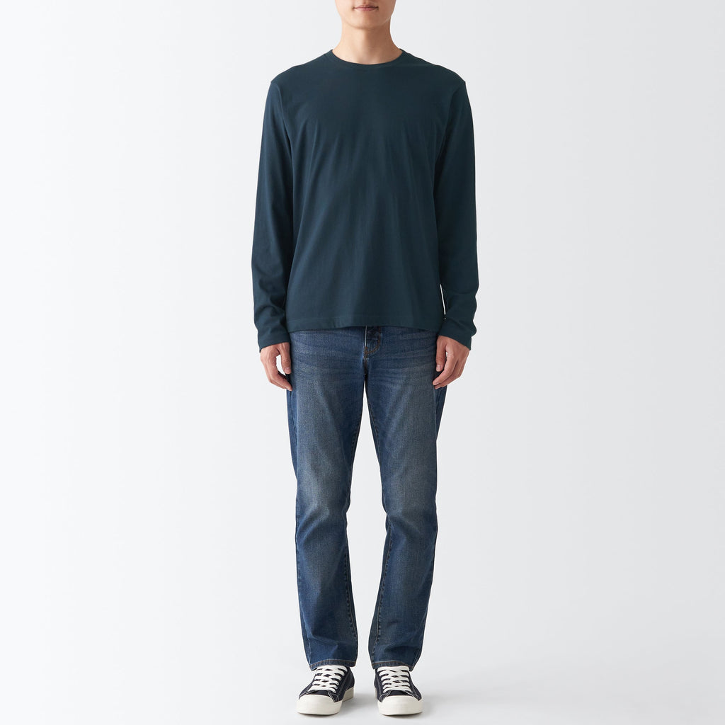 Men's Washed Jersey Long Sleeves Crew Neck T-Shirt
