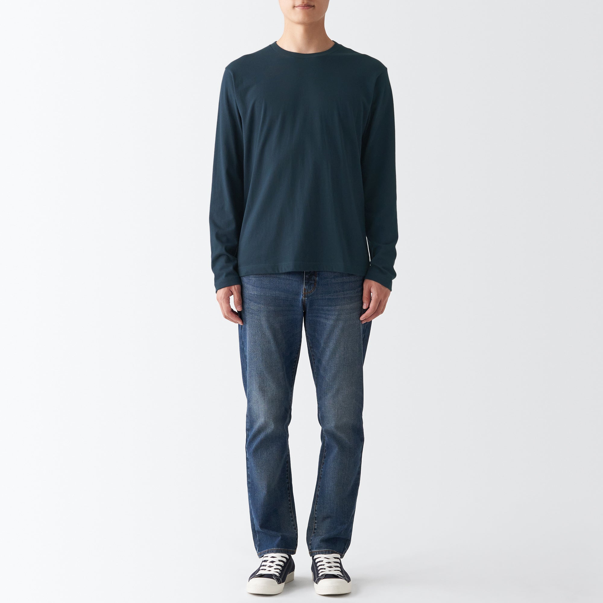 Men's Washed Jersey Long Sleeves Crew Neck T-Shirt