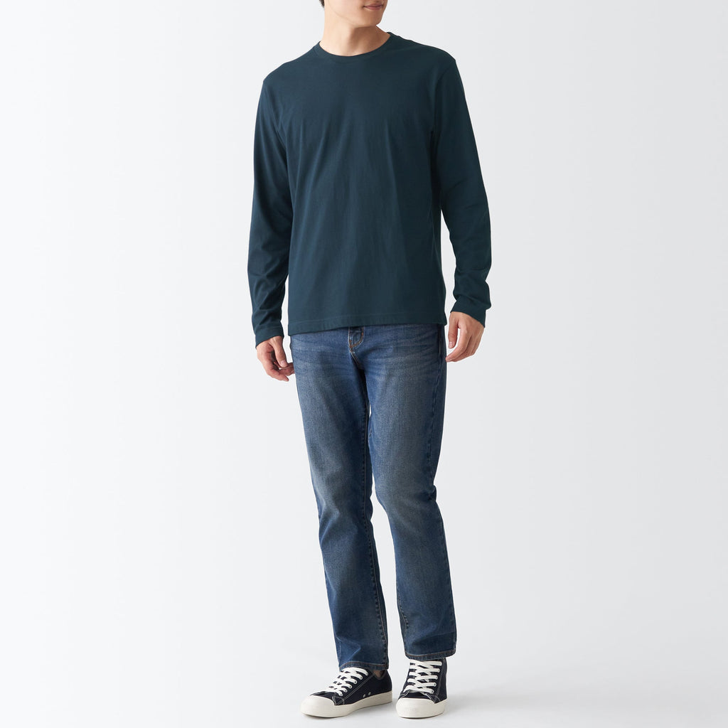 Men's Washed Jersey Long Sleeves Crew Neck T-Shirt