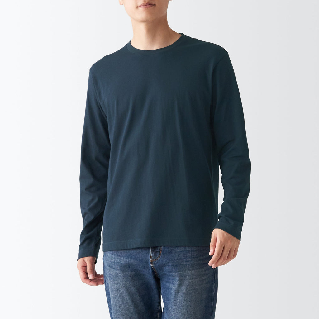 Men's Washed Jersey Long Sleeves Crew Neck T-Shirt