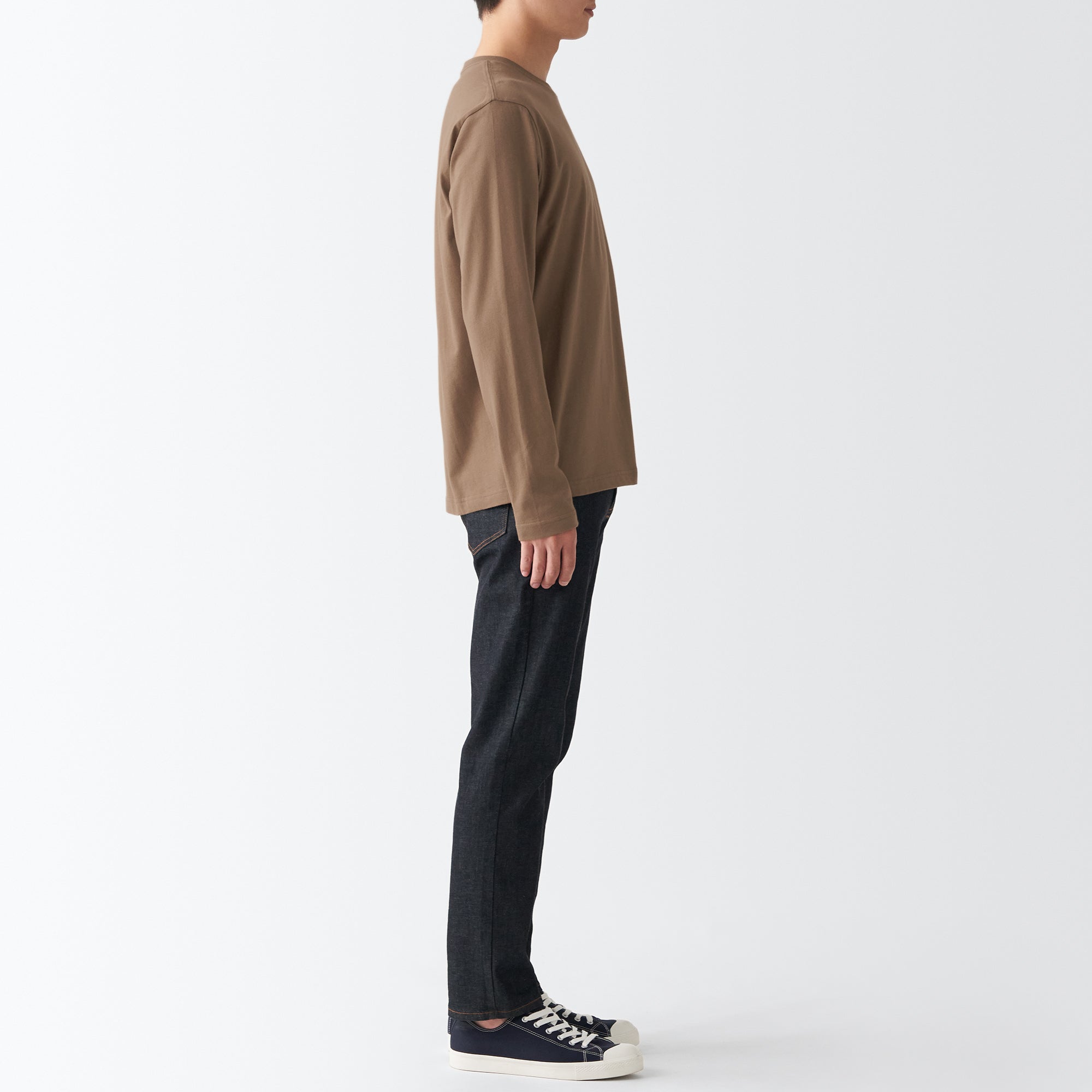 Men's Washed Jersey Long Sleeves Crew Neck T-Shirt