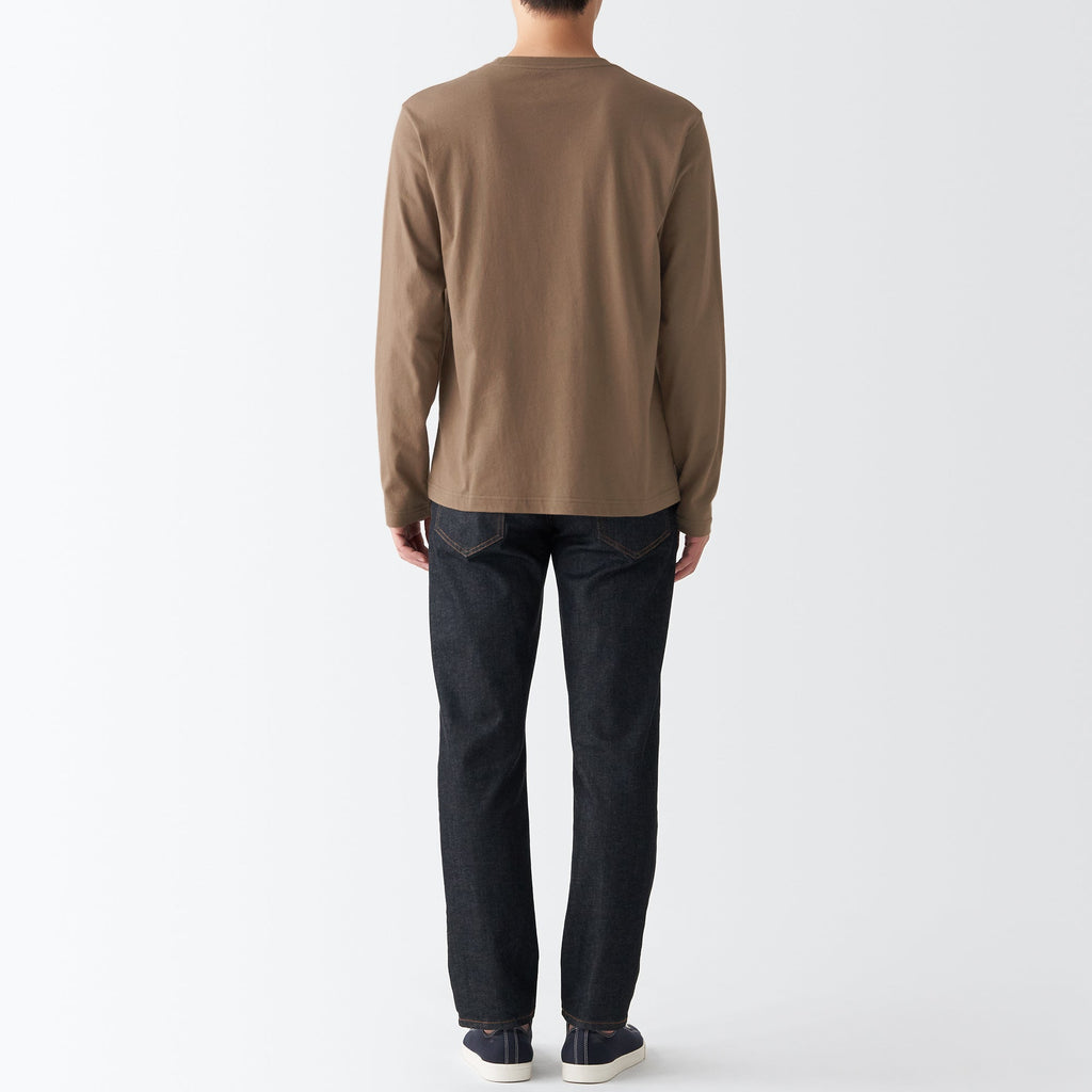 Men's Washed Jersey Long Sleeves Crew Neck T-Shirt