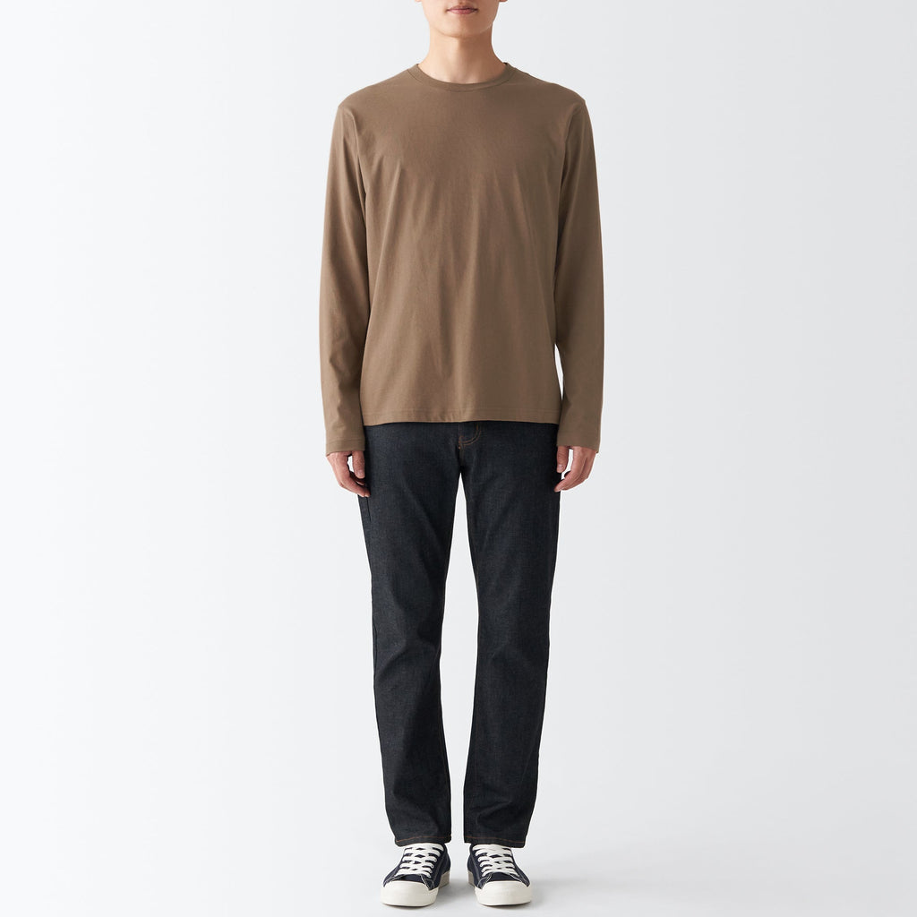 Men's Washed Jersey Long Sleeves Crew Neck T-Shirt