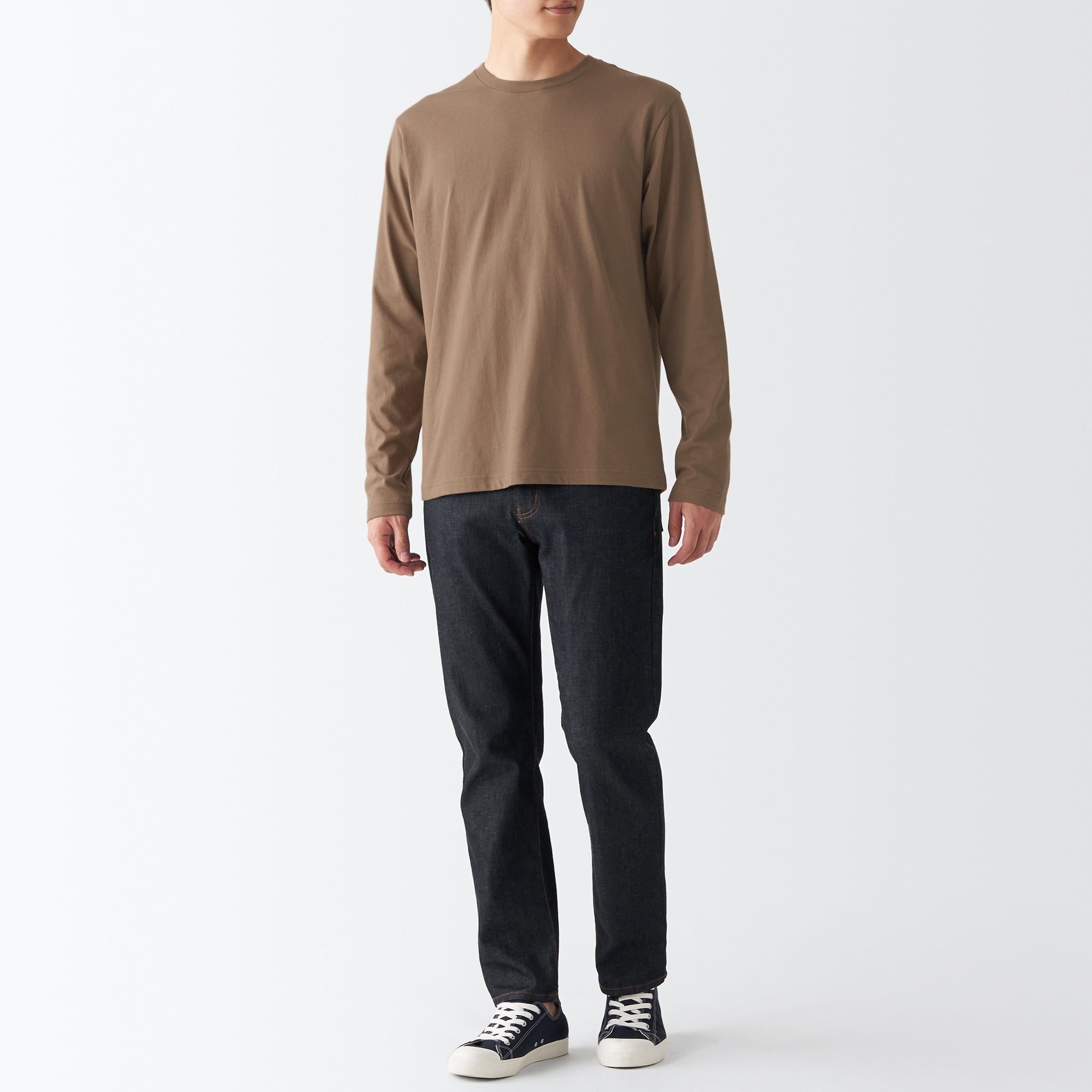 Men's Washed Jersey Long Sleeves Crew Neck T-Shirt
