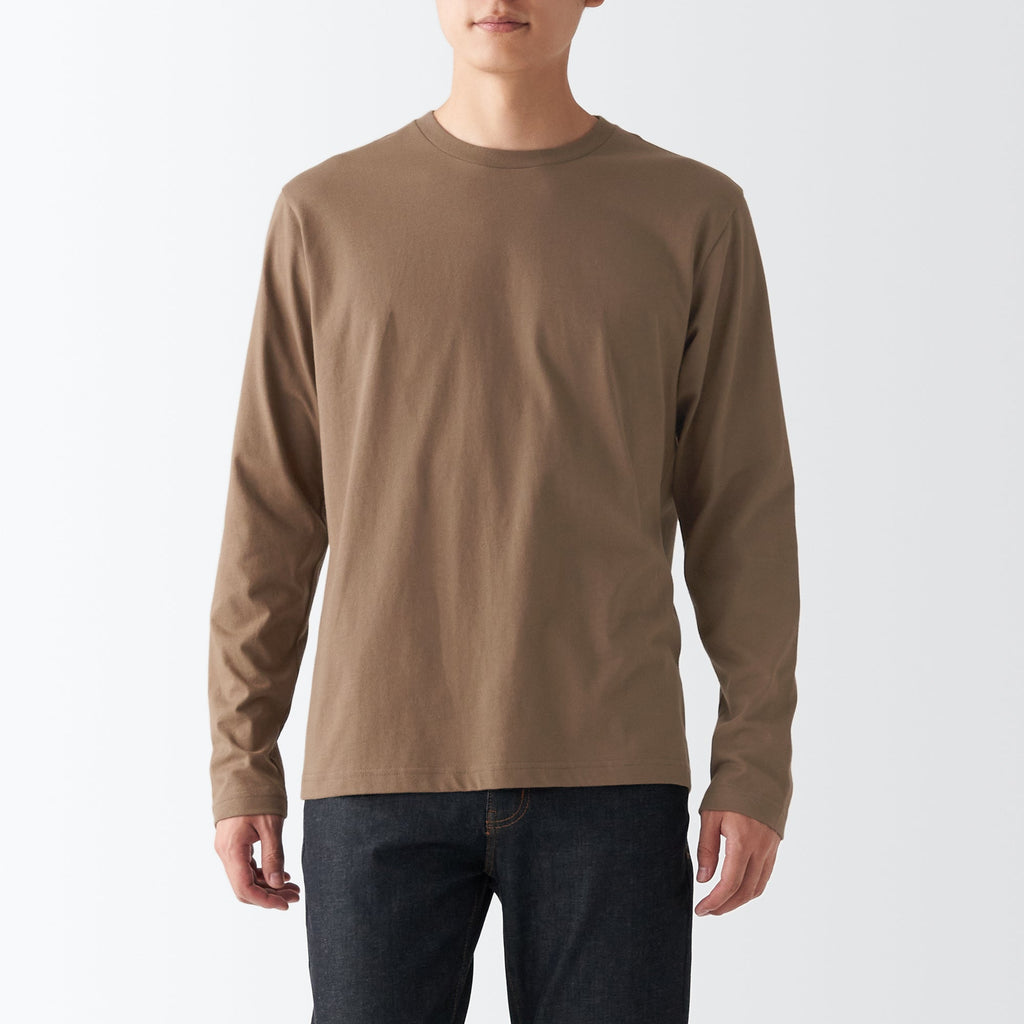 Men's Washed Jersey Long Sleeves Crew Neck T-Shirt