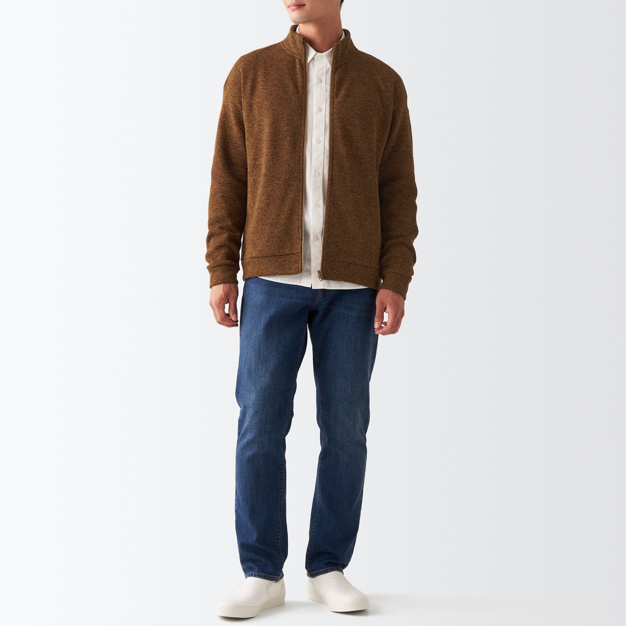 Men's Knit Fleece Stand Collar Jacket