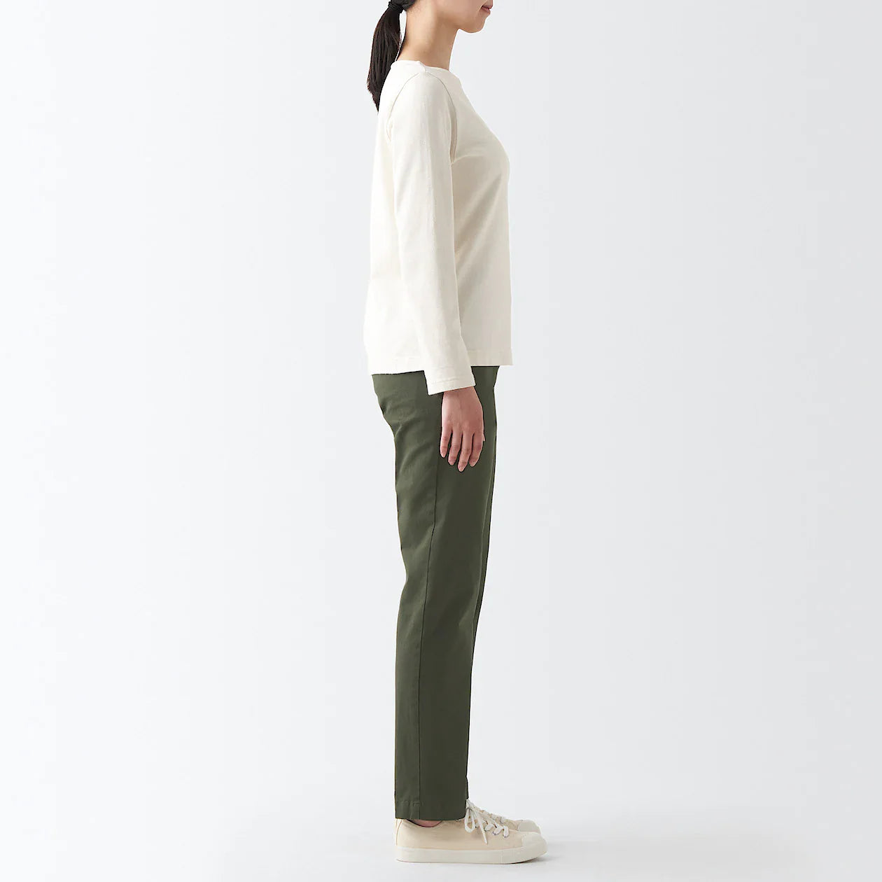 Women's 4-Way Stretch Chino Slim Tapered Pants (L 32inch / 82cm)