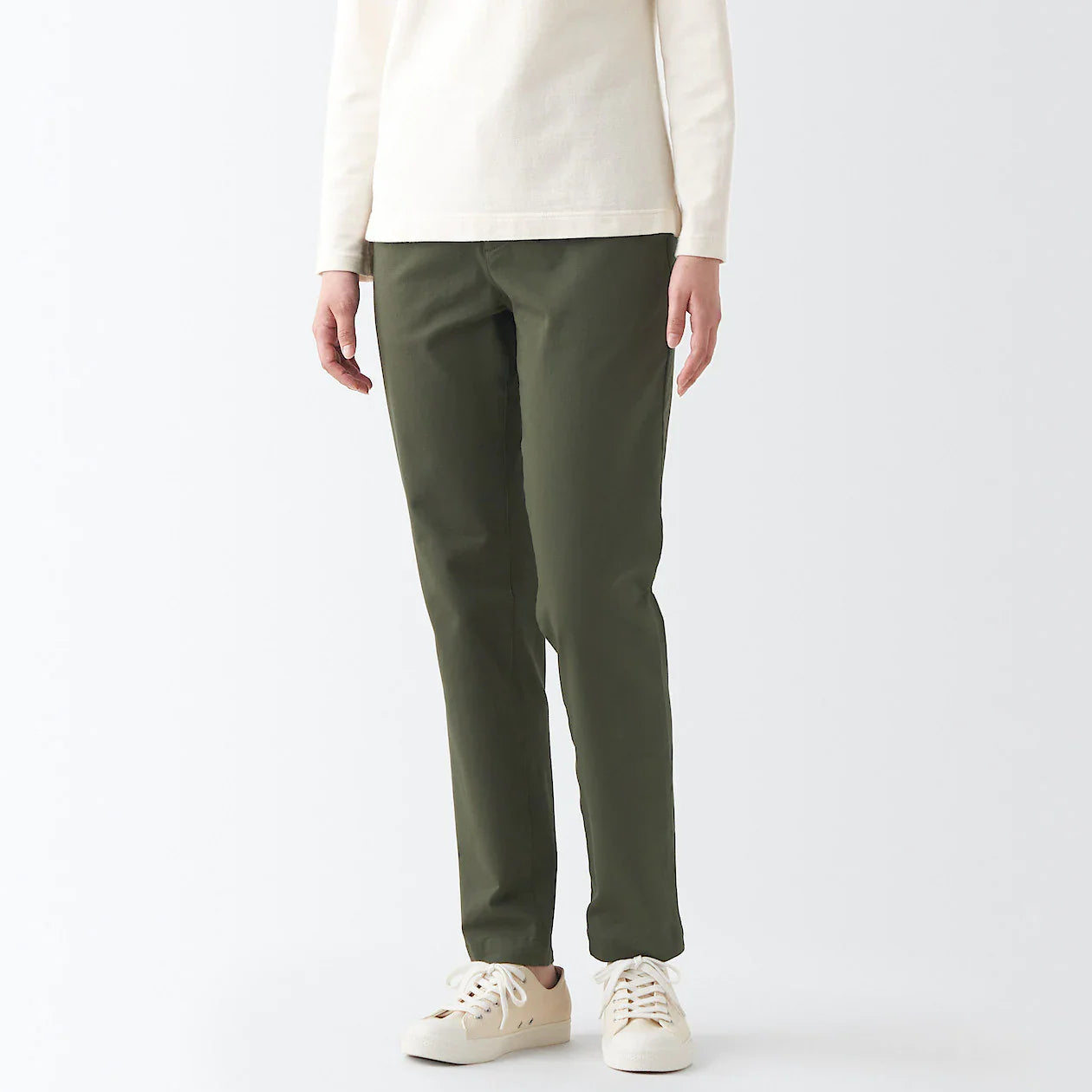 Women's 4-Way Stretch Chino Slim Tapered Pants (L 32inch / 82cm)