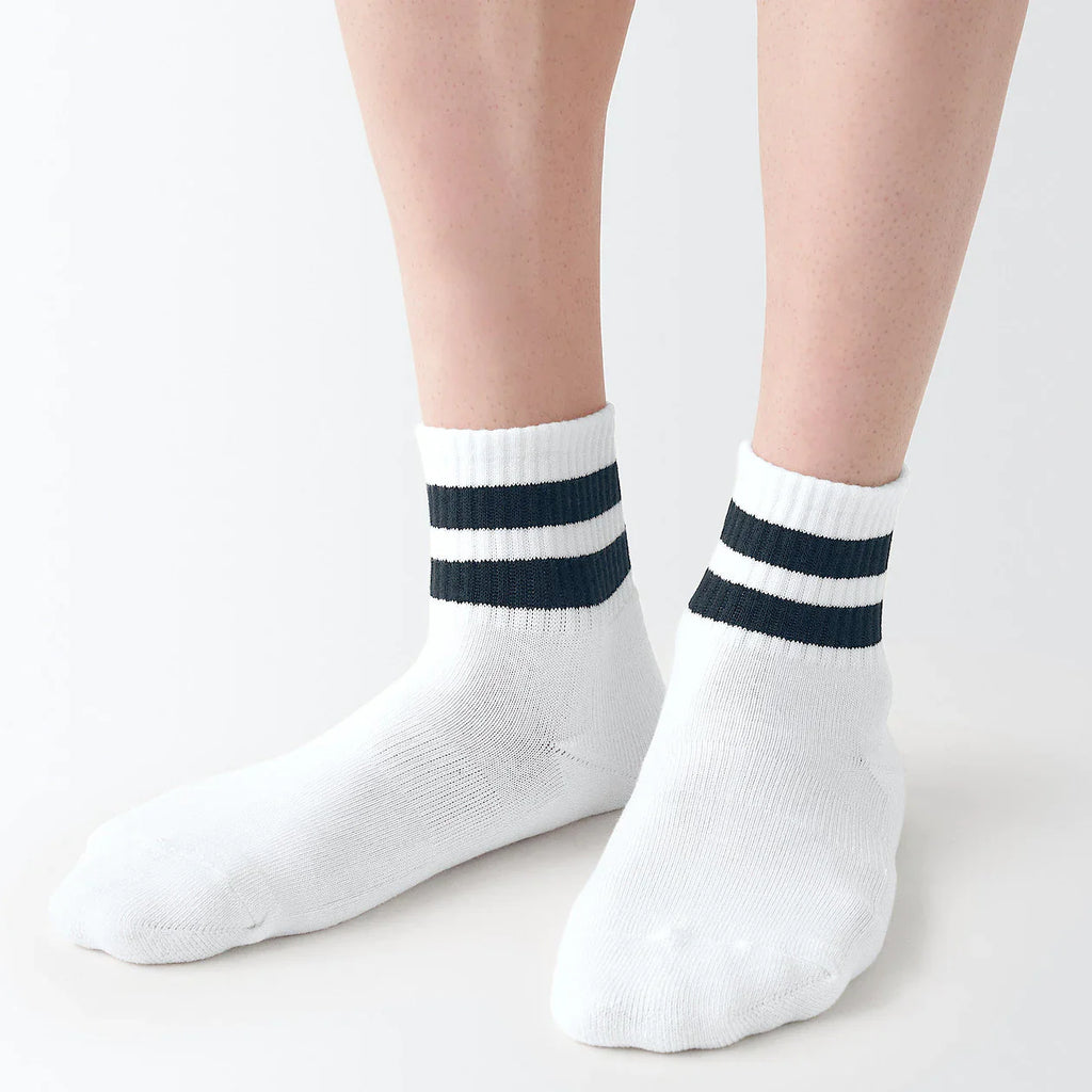 Right Angle Pile Striped Short Socks