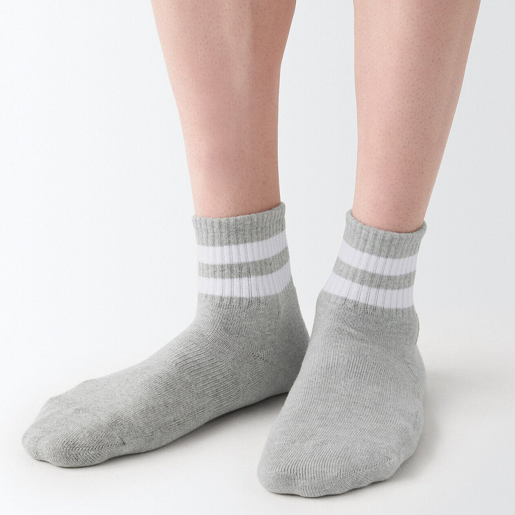 Right Angle Pile Striped Short Socks