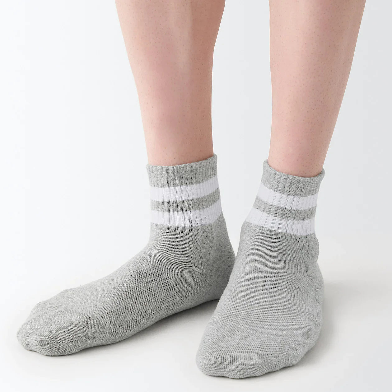 Right Angle Pile Striped Short Socks