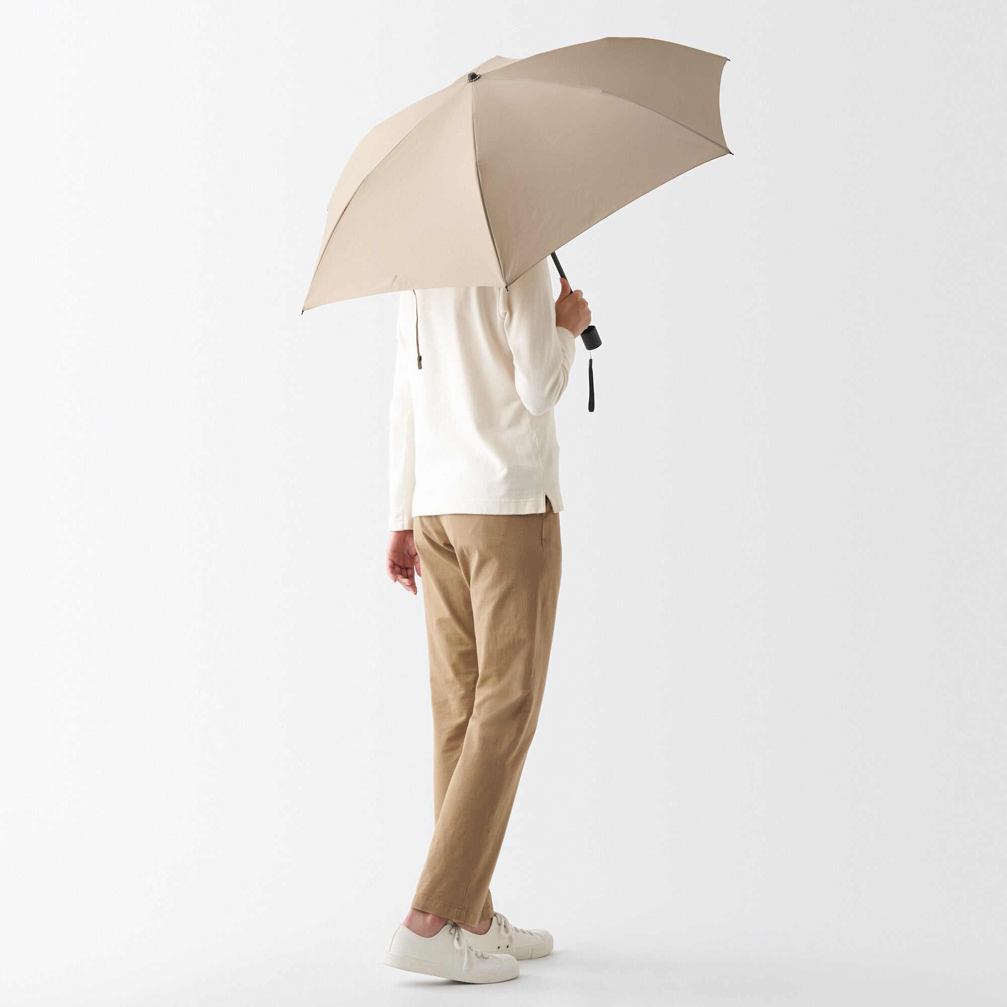 2 Way Foldable Umbrella Beige Secondary image
