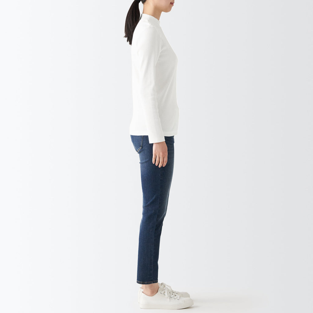 Women's Stretch Ribbed High Neck T-Shirt