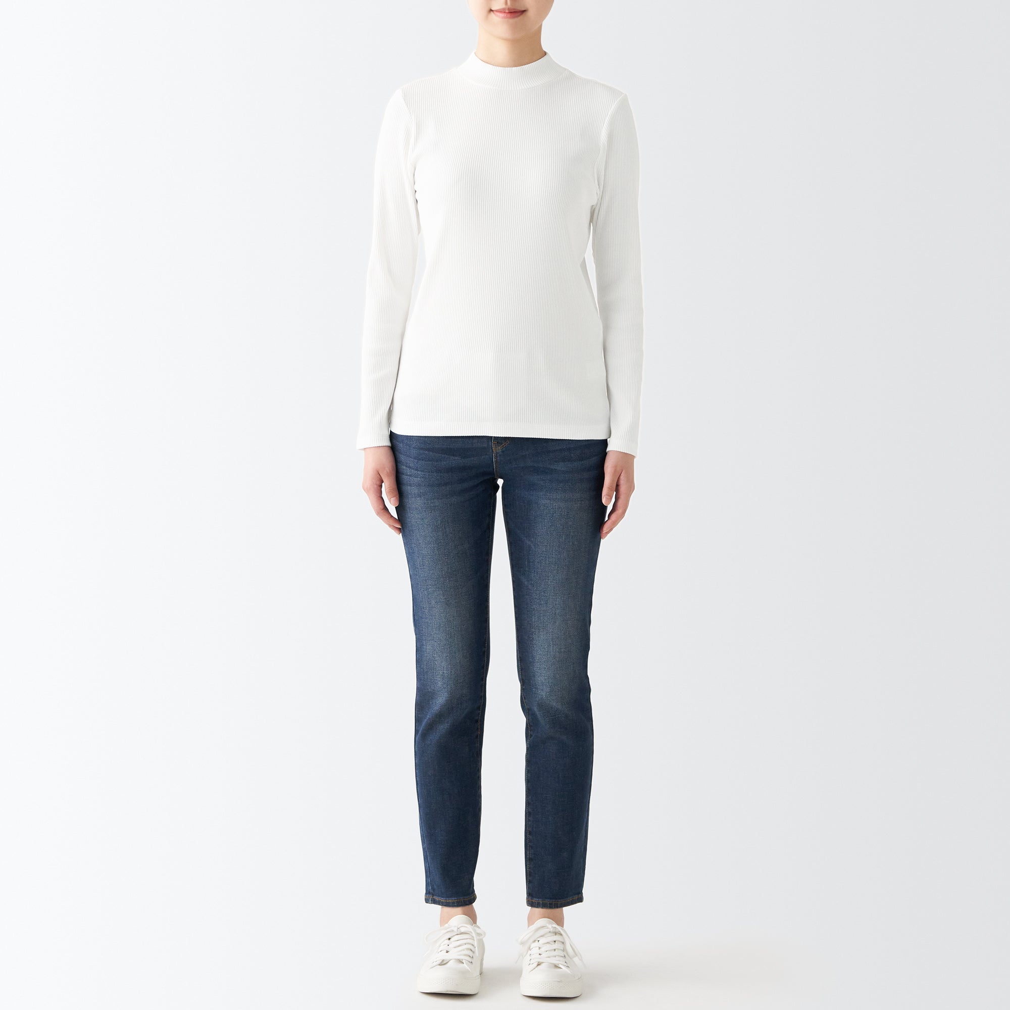 Women's Stretch Ribbed High Neck T-Shirt