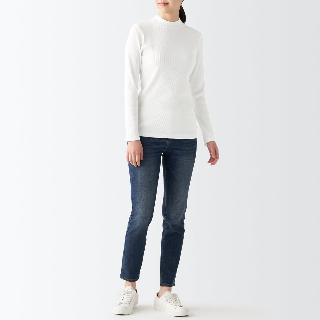 Women's Stretch Ribbed High Neck T-Shirt