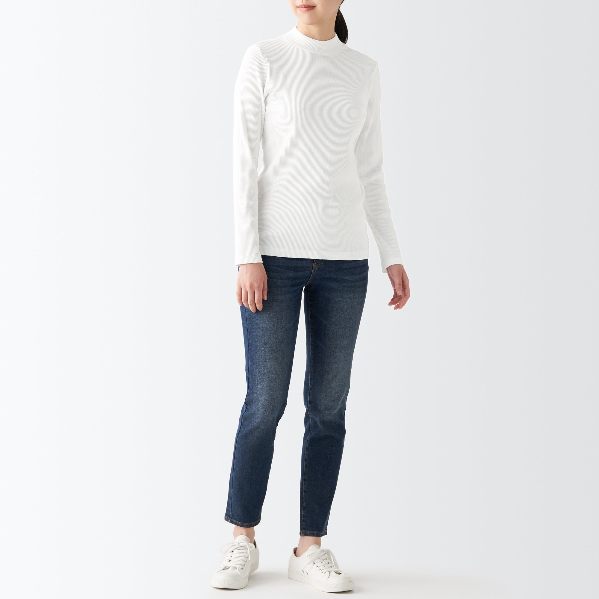 Women's Stretch Ribbed High Neck T-Shirt