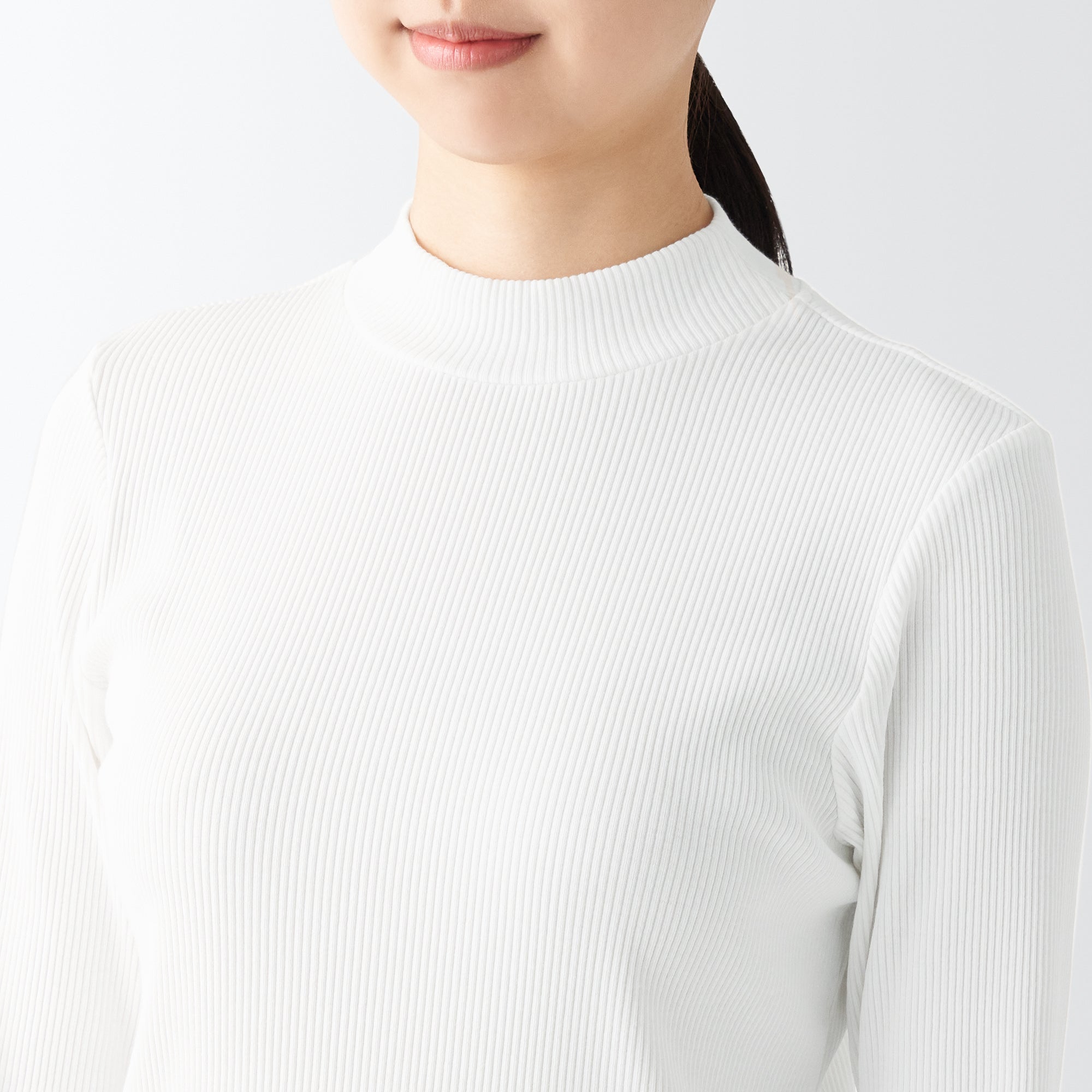 Women's Stretch Ribbed High Neck T-Shirt