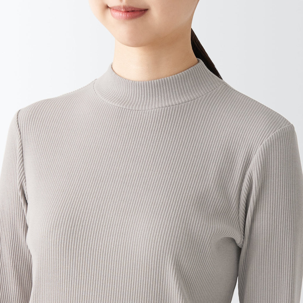 Women's Stretch Ribbed High Neck T-Shirt