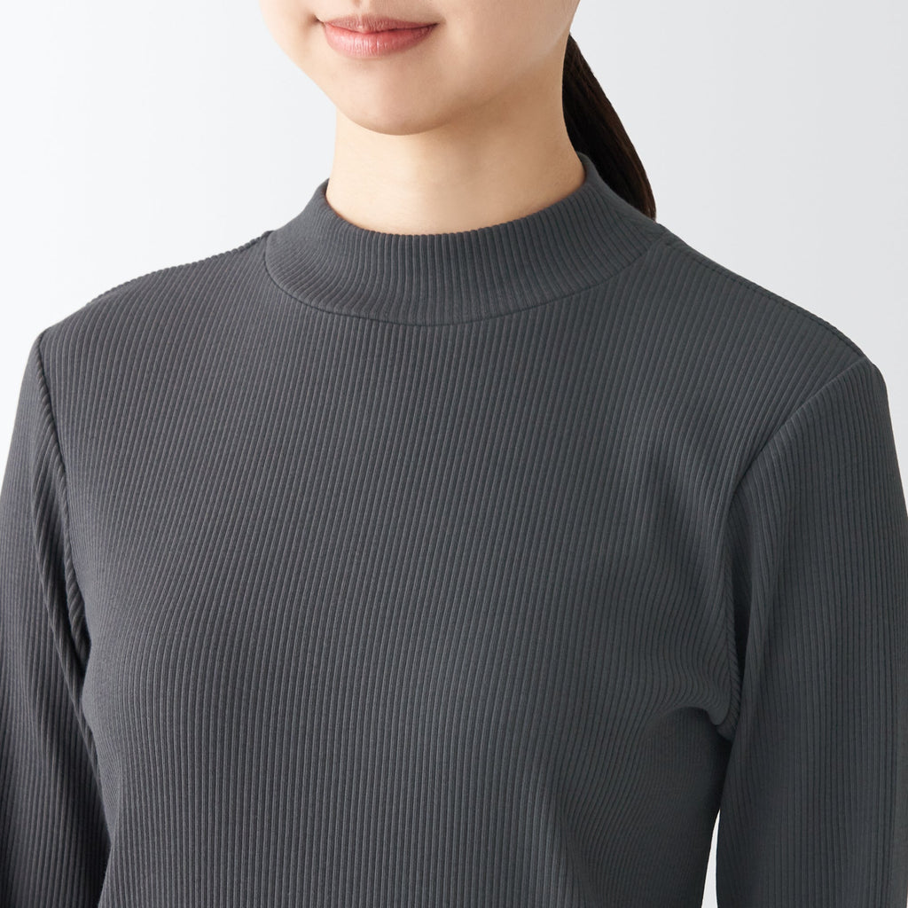Women's Stretch Ribbed High Neck T-Shirt