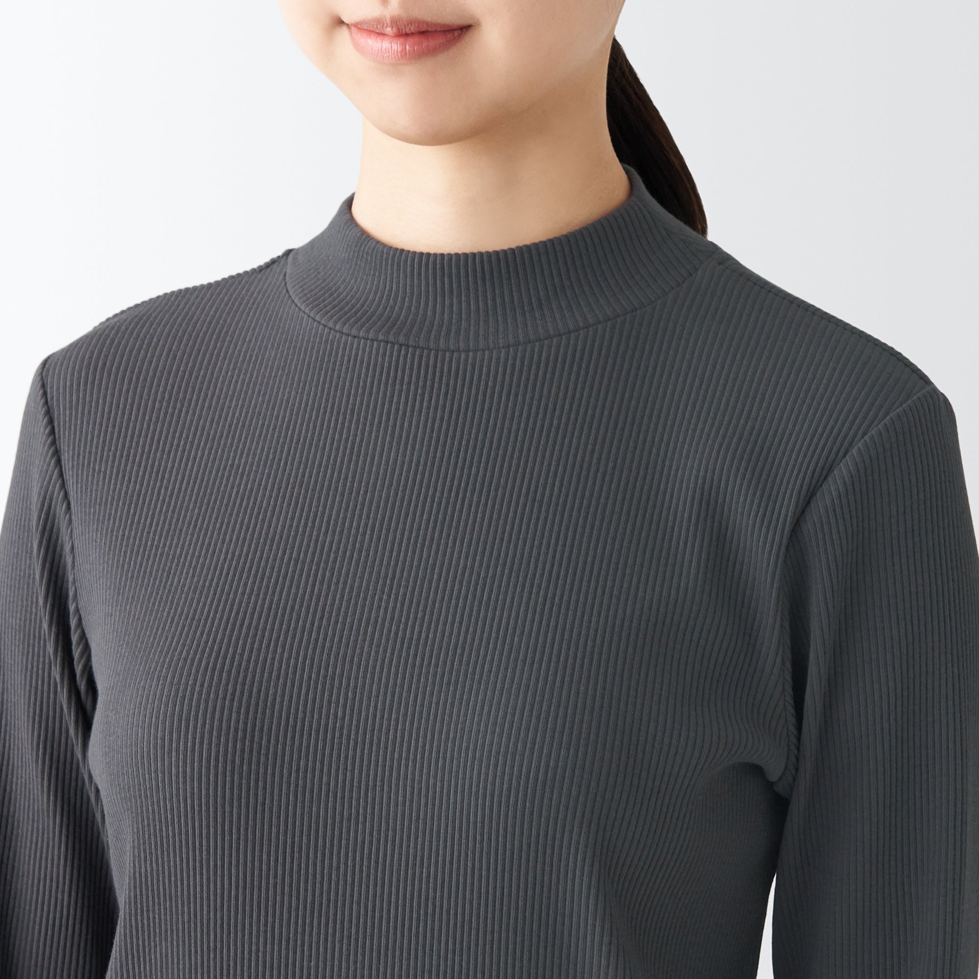 Women's Stretch Ribbed High Neck T-Shirt