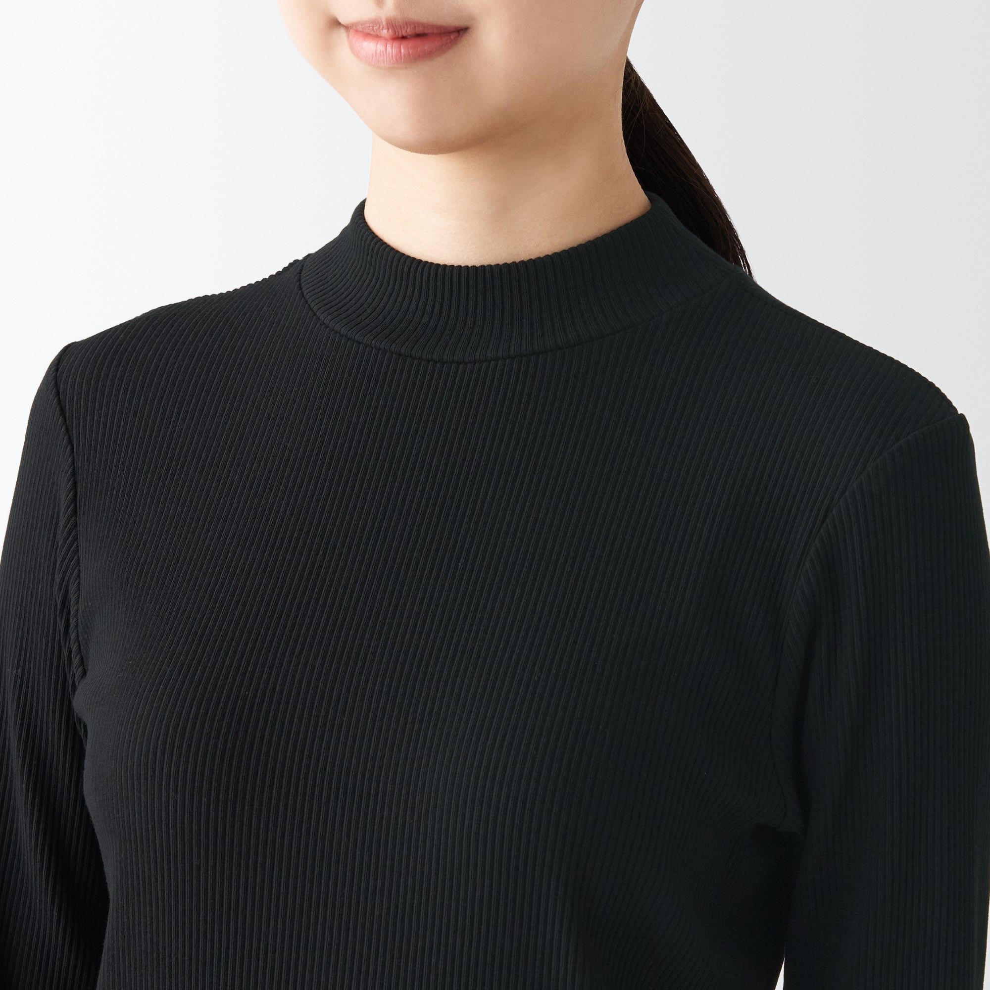 Women's Stretch Ribbed High Neck T-Shirt