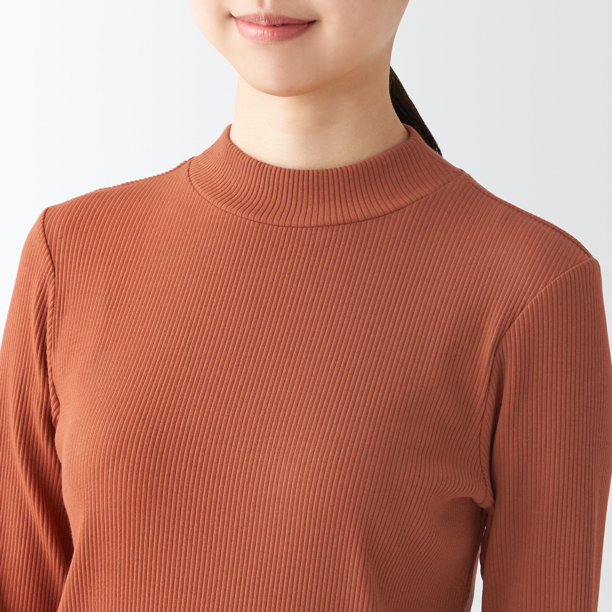 Women's Stretch Ribbed High Neck T-Shirt