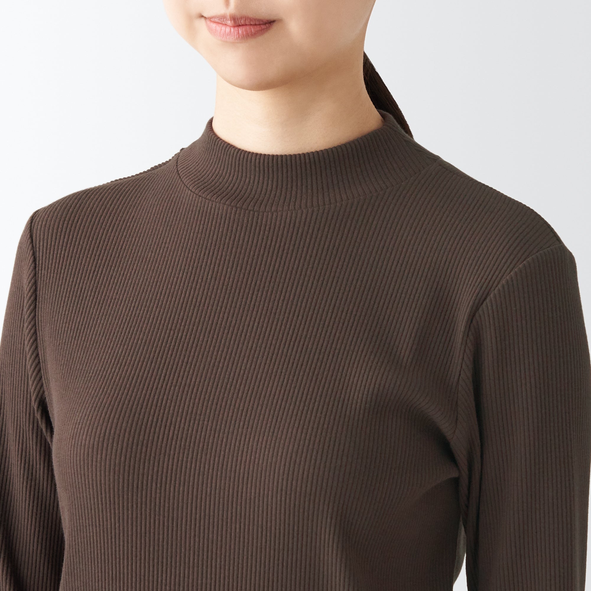 Women's Stretch Ribbed High Neck T-Shirt