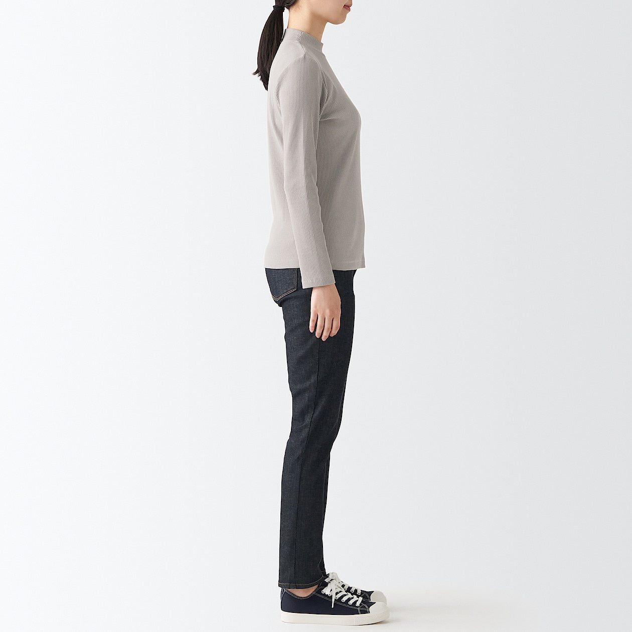 Women's Stretch Ribbed High Neck T-Shirt